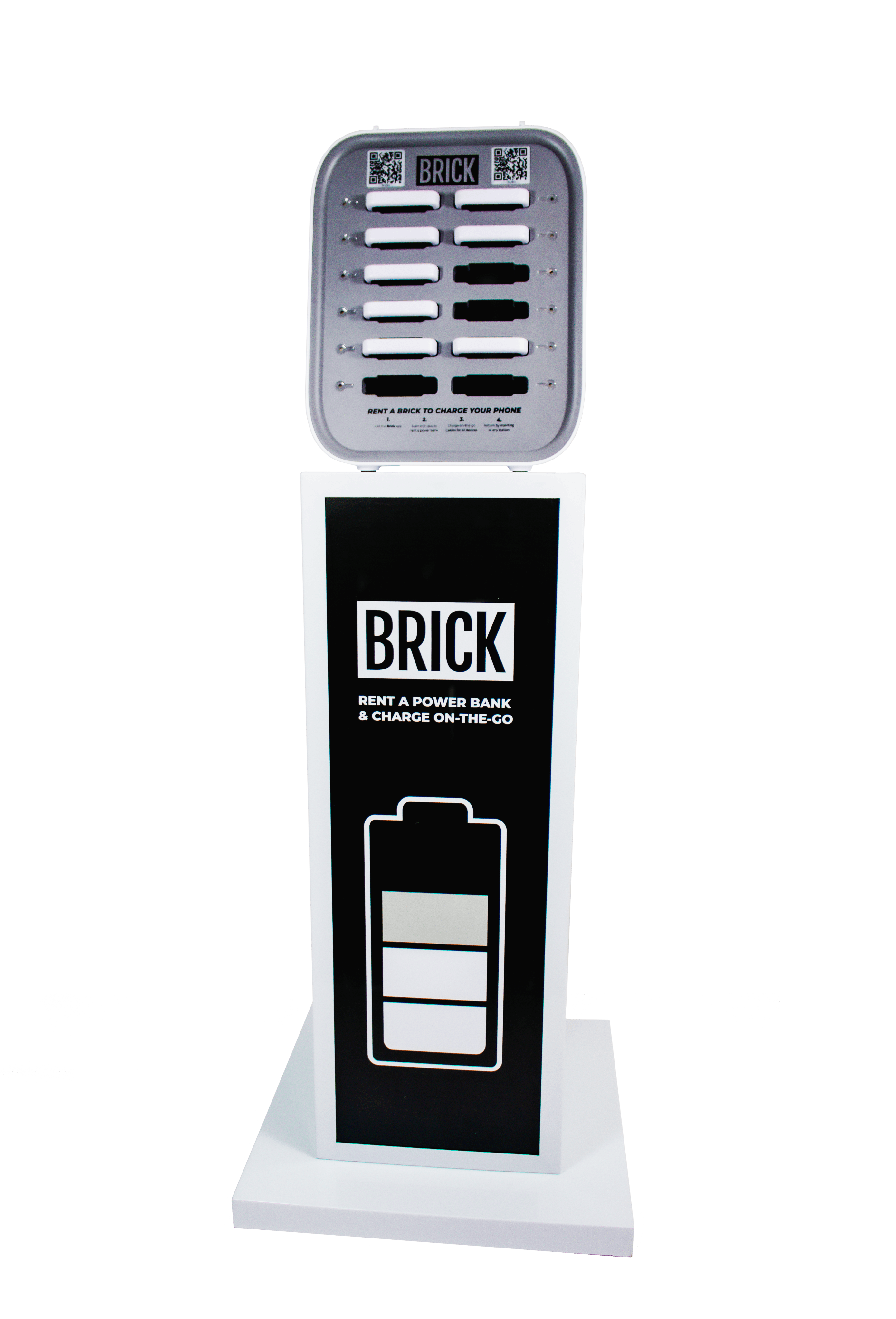 Brick stanica za iznajmljivanje punjača sa 12 ulaza, na postolju
